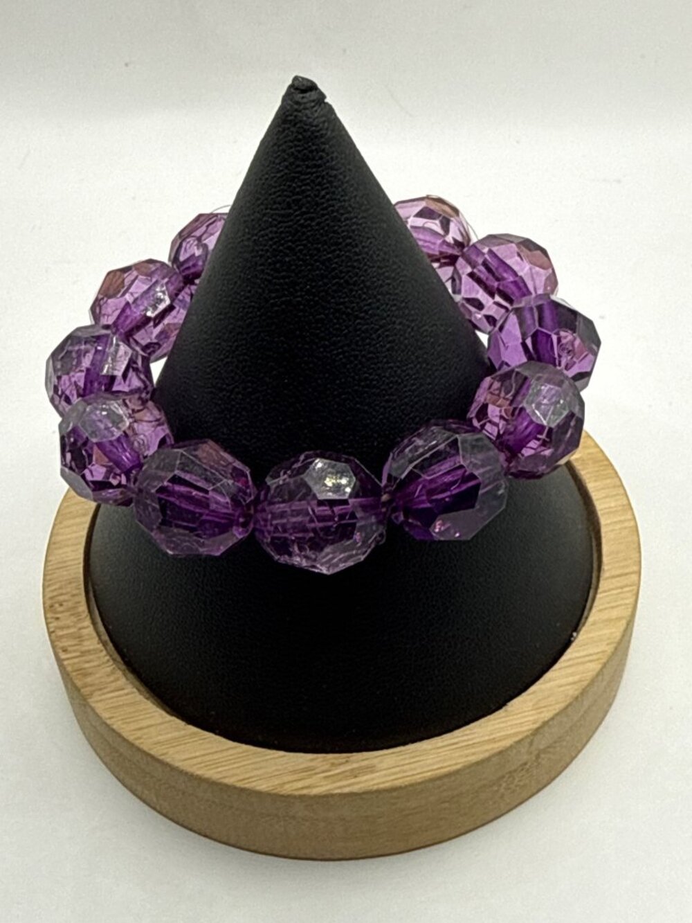 Faceted Purple Faux Amethyst Crystal Bead Stretch Bracelet Y2K Boho Goth